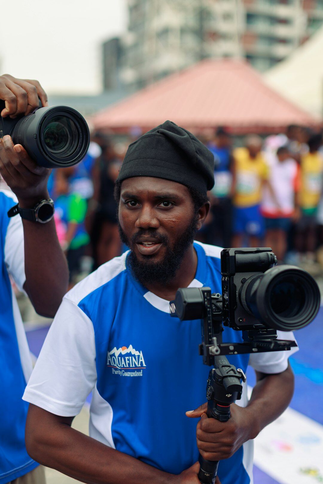 community gathering with photographer